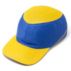Каска-бейсболка ударопрочная зі світловідбиваючої стрічкою (колір жовто-синя)